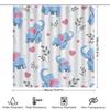 Blue Elephant Shower Curtain Children'S Bath Decor Cute Heart Leaves Pattern For Bathroom Decoration (White)