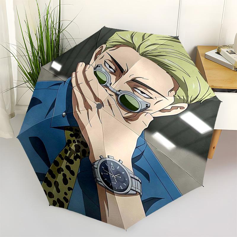 

1pc Leopard Print Design - Anime Character Inspired Automatic Opening Umbrella with Portable 3-Fold Design, 8-Rib Iron Frame - Outdoor for Fans, Trave