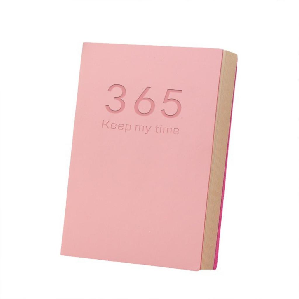B6 Leather Notebook, 2025 Business Schedule, Student Daily Planner, Self-discipline Punch Card Recorder, Notepad, Memo