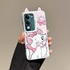 KEYSION Cute Ear Cartoon Case for VIVO Y04 Y04s with Lanyard Soft Silicone+PC Shockproof Phone Cover for VIVO Y29s Y29t 5G