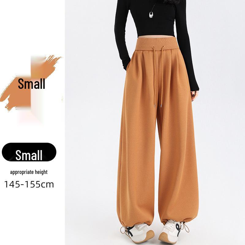 Women's High-Waisted Drawstring Wide-Leg Pants - Casual Loose Fit, Spring 2026