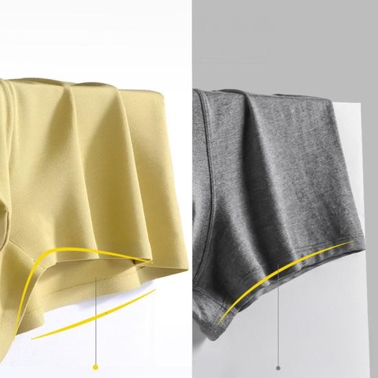 Men Boxer Underwear Mid-rise Elastic Waistband Slim Fit Breathable Boxer Briefs U-Convex Seamless Modal Panties