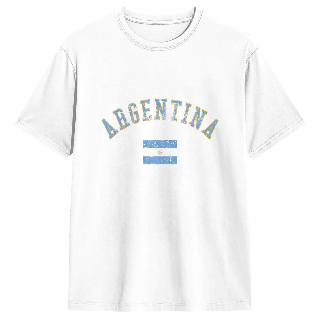 Argentina Flag Unisexs T Shirts Novelty Tees Short Sleeve Crew Neck Tshirts Cotton Gift Idea Clothing