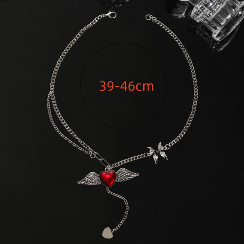 BLINGBAY Women's Pendant Necklace New Personality Sweet Cool Dark Necklace Creative Love Wings Pendant Clavicle Chain Girl Birthday Gift