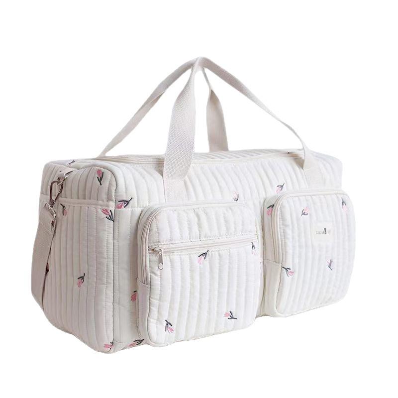 Korean Quilted Mommy Travel Bag: Lightweight, Large Capacity, Multipurpose Shoulder and Handbag for Short Trips and Casual Mother-Baby Outings.