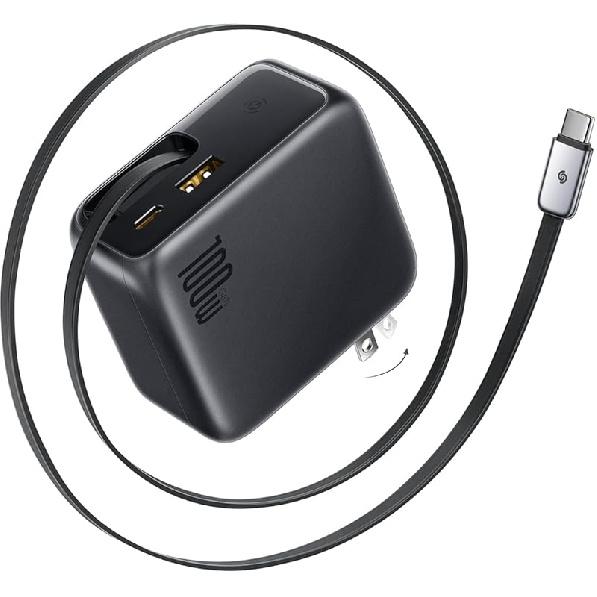 Baseus Retractable USB C Charger, 67W 3 in 1 Fast Charging Block with Foldable Plug, Enercore CJ11 PD/PPS for Galaxy S25/iPhone 17/16/15