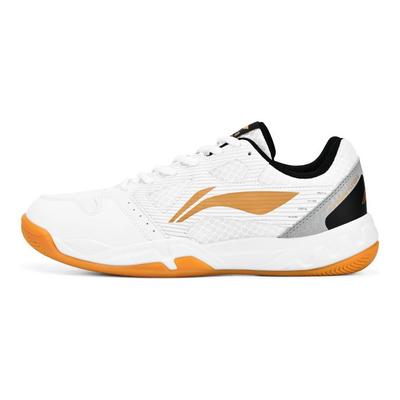 Chaussures de Badminton Li Ning Light Feather Résistantes à l'abrasion Respirantes Basses Unisexe Blanc Or AYTT023-1