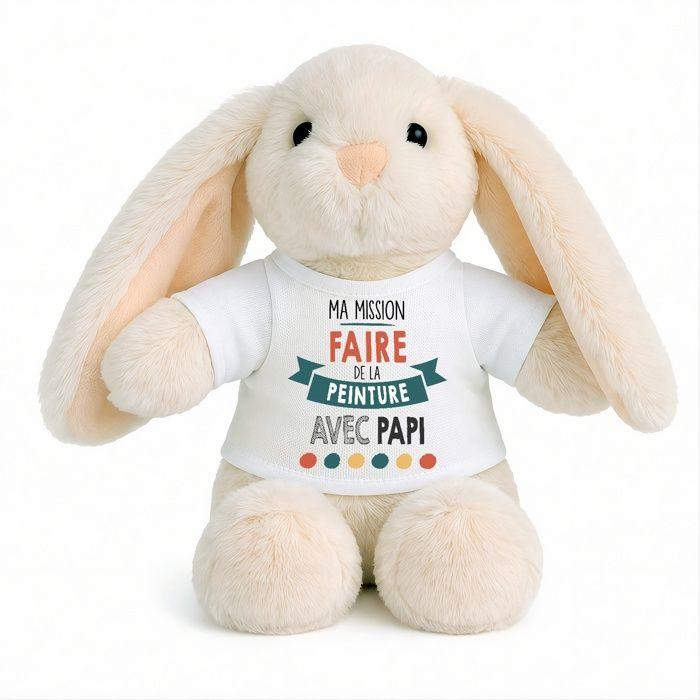 Planetee Peluche Lapin Bébé Doudou Ma Mission Peinture Avec Papi cadeau naissance nouveau né fille garçon baby shower