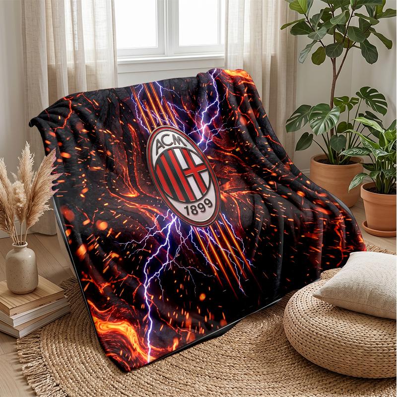 AC Milan Theme Blanket Soft Flannel Blanket Plush Throw Blanket Cozy Sofa Bed Blanket for Home Decor