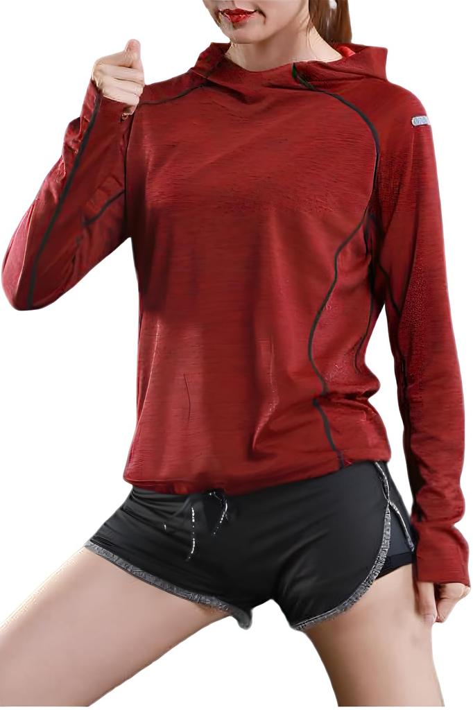 Simple and Stylish Long Sleeve Wear for and Available In Plus Also CR20 Cenoterico Size Women's Quick-Drying Hoodie/Training Gym, Fitness, Yoga.