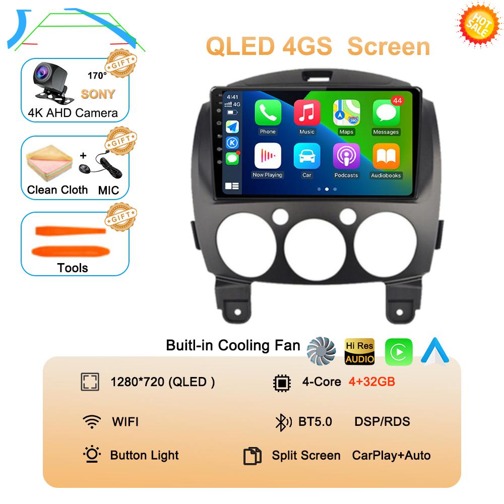 Android 14 Car Radio Multimedia Player For MAZDA 2 Mazda2 2007 2008 2009 2010 2011 2012 2013 2014 GPS Navi 2 Din Autoradio QLED