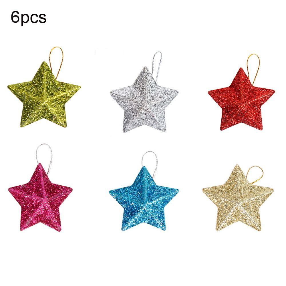 6pcs PVC Christmas Tree Star Decoration Decorative Star Hanging Pendant  Holiday