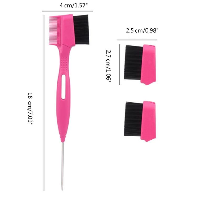 Hair Control Edge Brush with Metal Rat Tail Comb Double Sided Hair Styling Brush