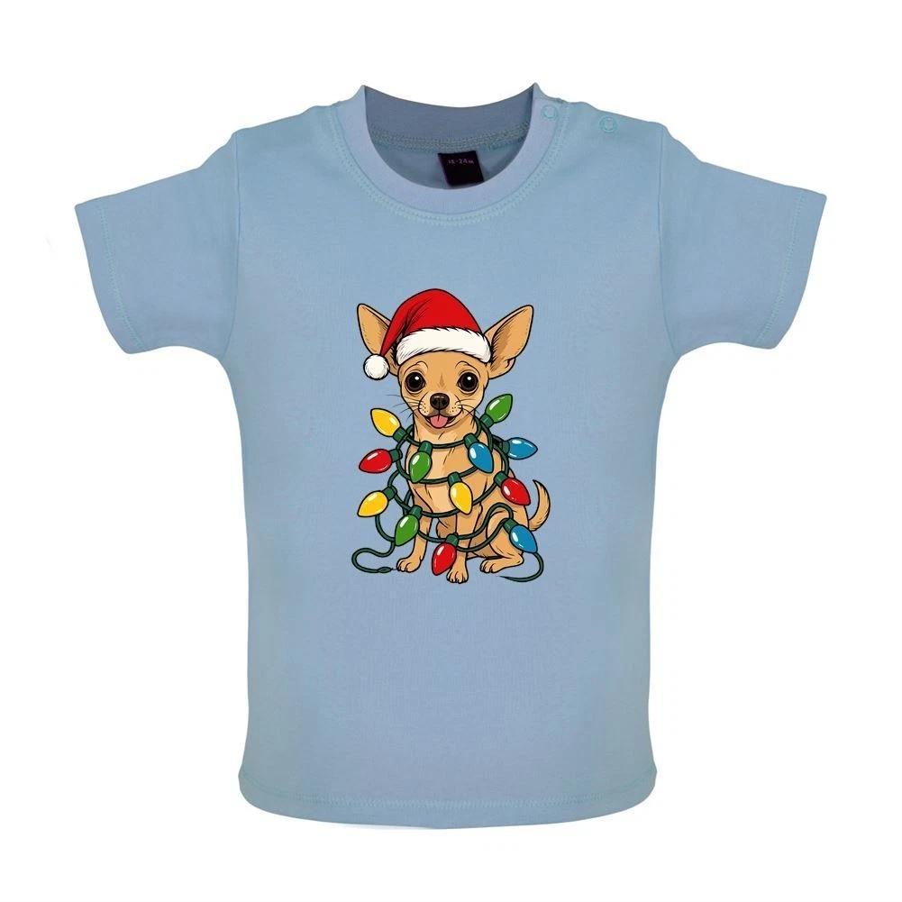 Chihuahua Christmas Lights - Baby Kids Boys Girls Unisex T-Shirt / Babygrow - Dog Cute Funny Xmas Pet 100