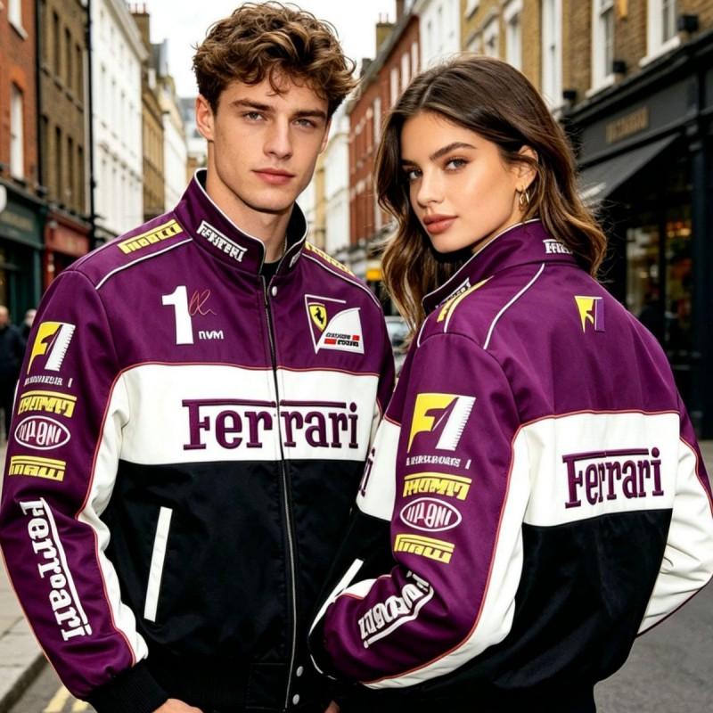 F1 Racing Jacket Vintage Style Embroidered Motorbike Pilot Coat All Season