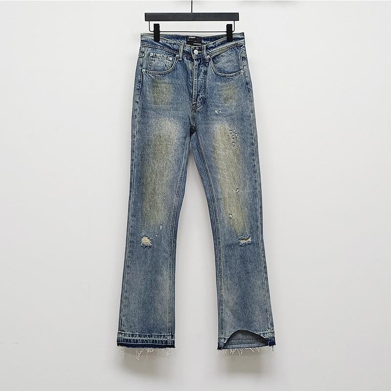 ERD Rich Kid 23FW High-Ounce Vintage Straight Leg Jeans Men Streetwear Blue Denim Pants