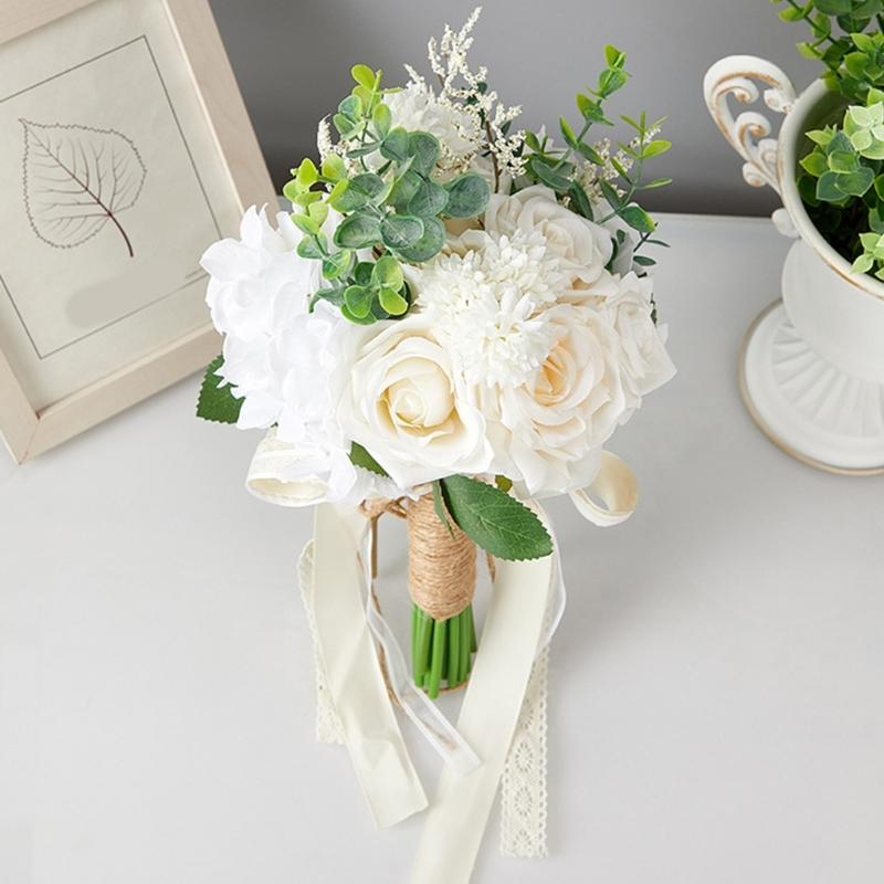 Simulation Artificial Flower Bridal Bouquet for Wedding Ceremony Anniversary Celebration Handheld Flower Photo Props