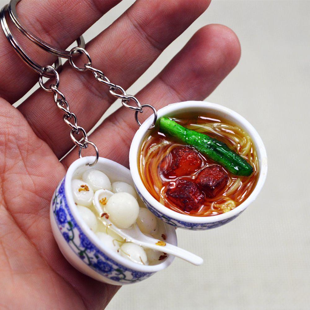 Buckle Mini Bowl Food Keychain Key Ring Simulation Chinese Food