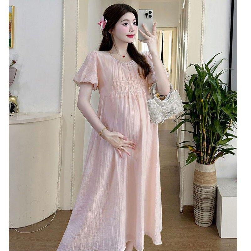 

2026 Spring/Summer Maternity Chiffon Maxi Dress: New Chinese Style, Loose Fit 2XL [Recommended 145-165 lbs]
