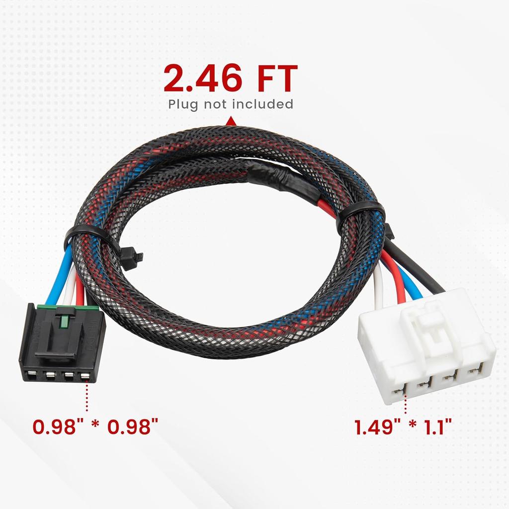 RED WOLF Brake Control Wiring Harness Fit For 1995-2009 Dodge Ram Chrysler Adapter Towing Trailer Brake Controller Wire 4 Pin Connector Cable Mount