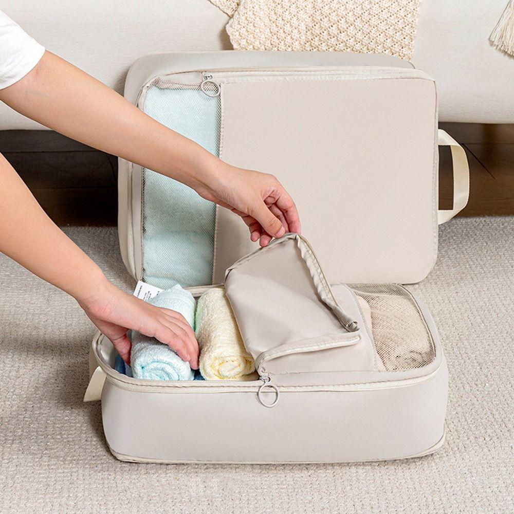 Space Saving Compression Storage Bag with Handle Portable Travel Clothes Sorting Bag Transparent Window Large Capacity