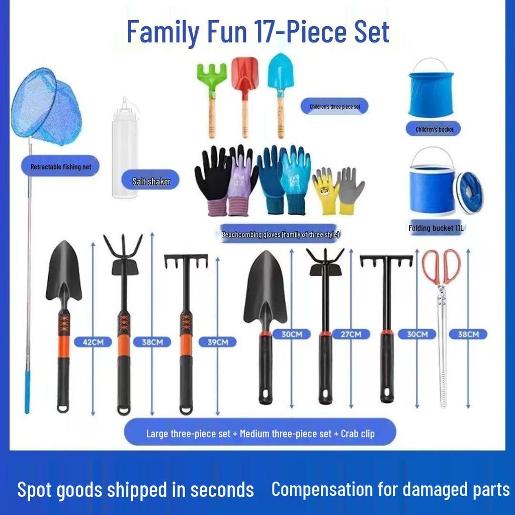 Tide-Chasing Beach Tool Set: Kids' Clam Diggers & Crab Catching Gear