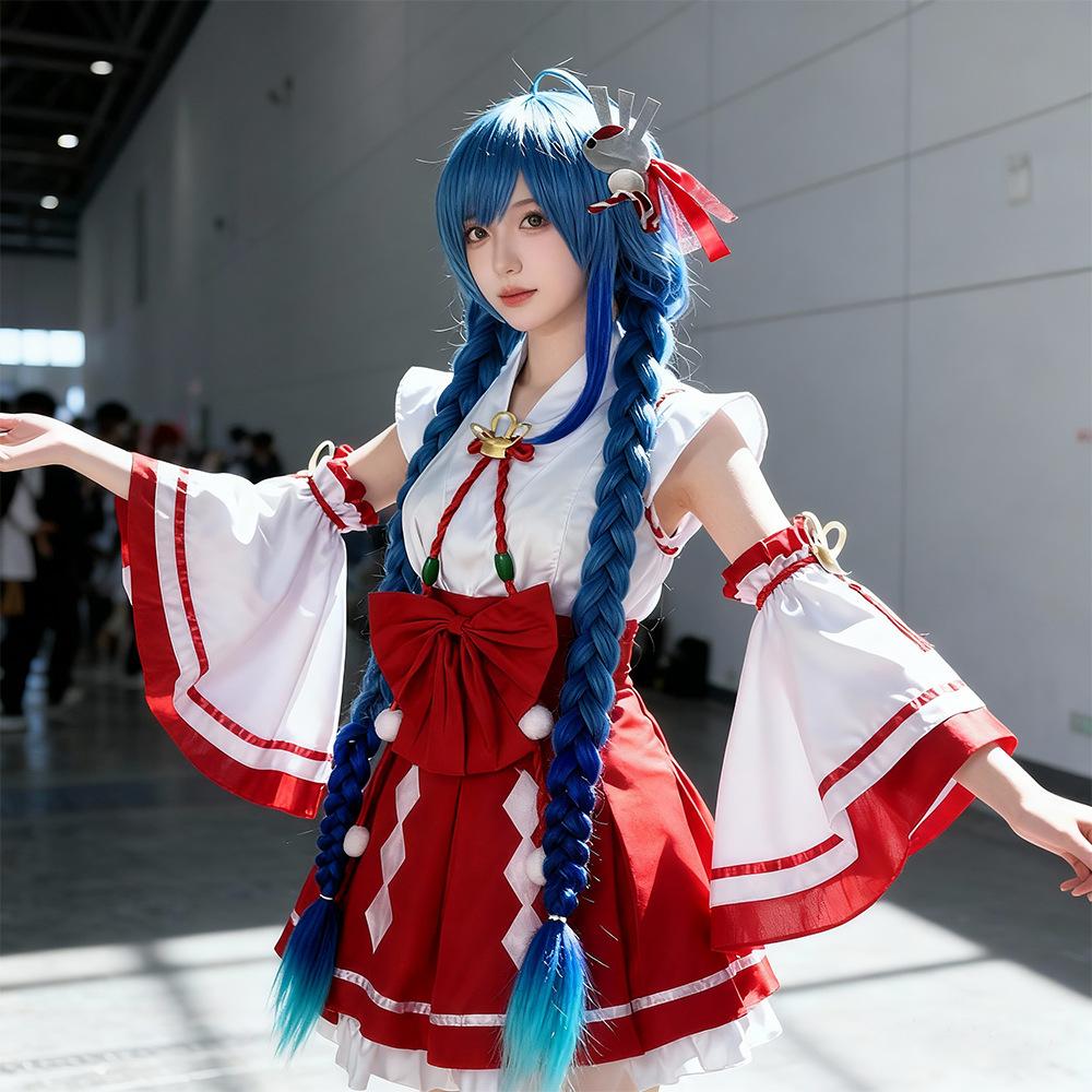 Women Anime Costumes Japanese Kimono Anime Costume Set for Women, 10-Piece Sexy Sweet Cosplay Outfit (Top+Obi+Skirt+Sleeves+Accessories)