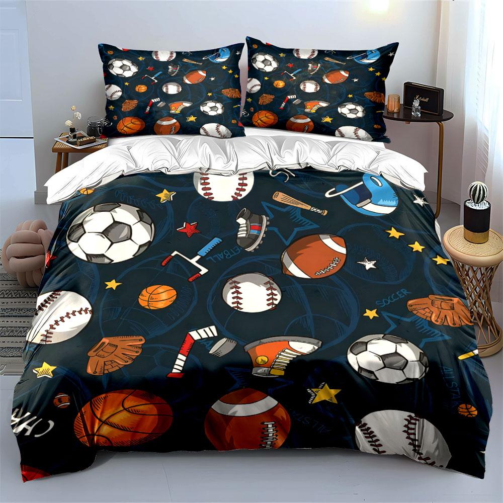 Sports-Themed Accessories For Kids Kid'S And Adults' Bedroom Decor, Exquisite Three-Piece Bedding Set Gift