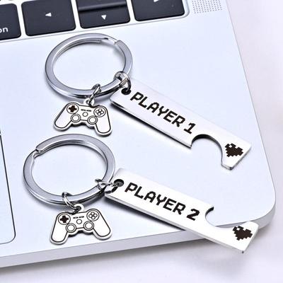 Portachiavi personalizzato per coppia in acciaio inossidabile - Regalo commemorativo per il gaming
