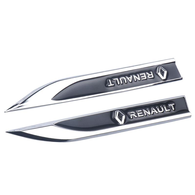 2pcs 3D Metal Car Fender Side Wing Blade Badge Emblem Sticker For Renault DACIA Fluence Scenic Loguna Twingo Fluence Megane Clio HH49