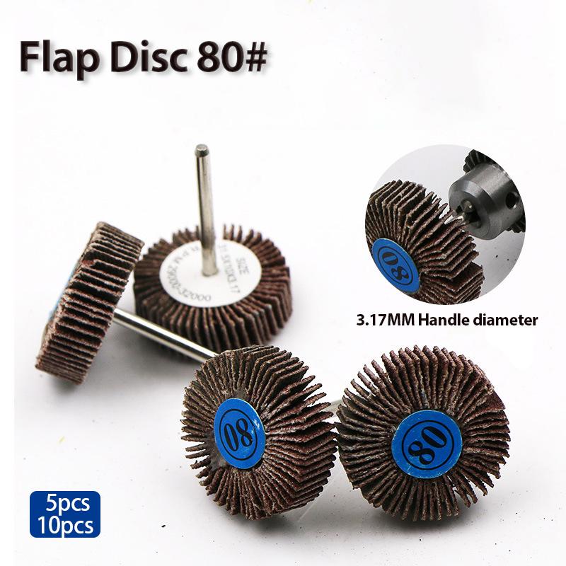 5/10pcs Louver 80 Grit Grinding Sanding Sandpaper Flap Wheel Discs 3.0mm Shank Shutter Polishing Wheel For Dremel Rotary Tools