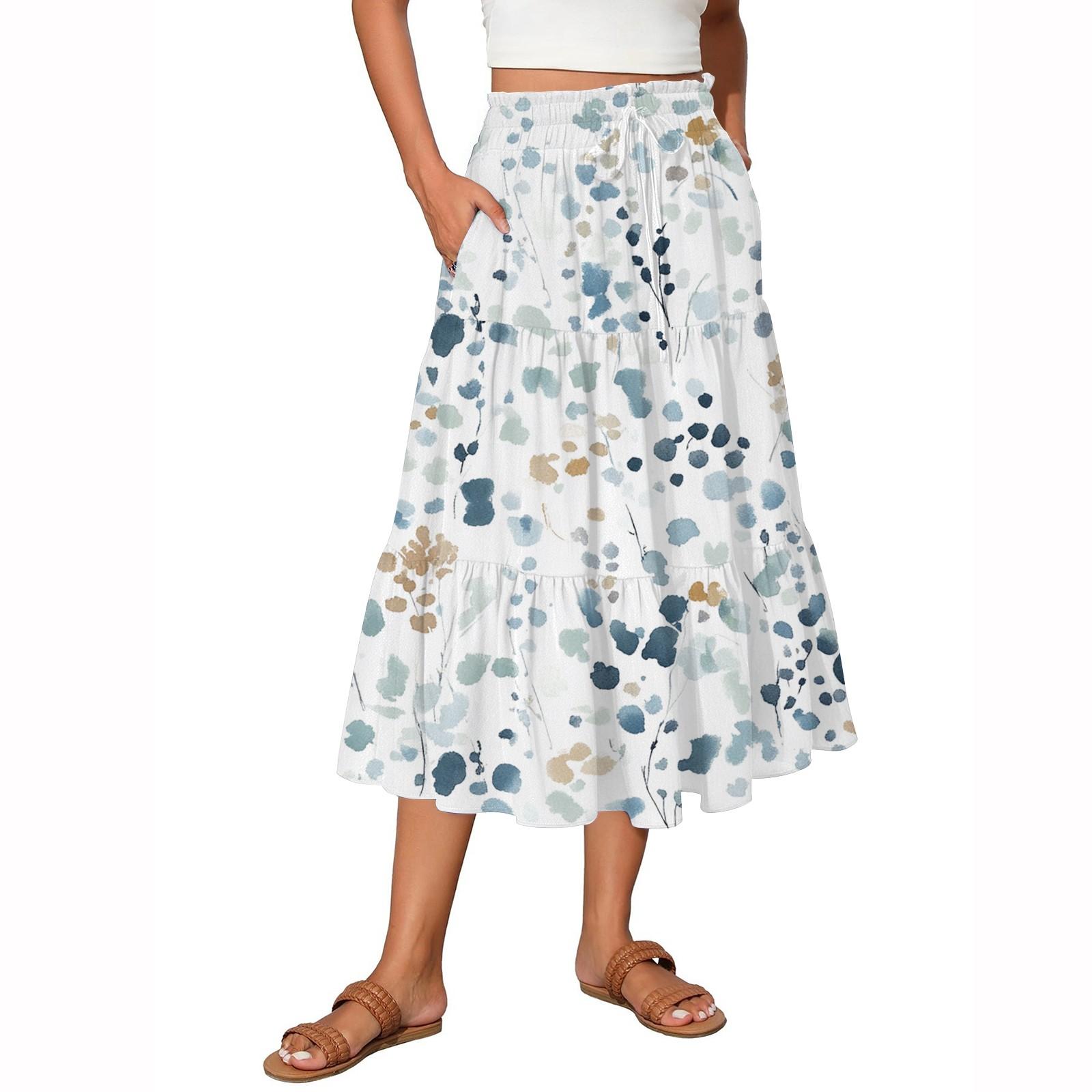 

Женские струящиеся расклешенные юбки-макси с оборками и эластичным поясом, элегантные многослойные длинные юбки в стиле бохо M