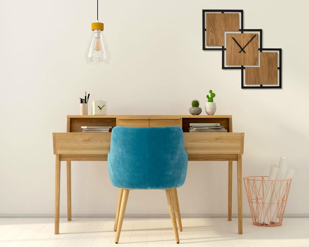 Triple wall clock 58cm black wooden