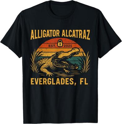 Retro Alligator Alcatraz Everglades Florida Für Kinder Männer Frauen T-Shirt Unisex T-Shirt