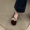 Flat-bottomed retro Mary Jane shoes women's shoes spring and autumn 2025 new suede shallow mouth one-word belt with skirt single shoes