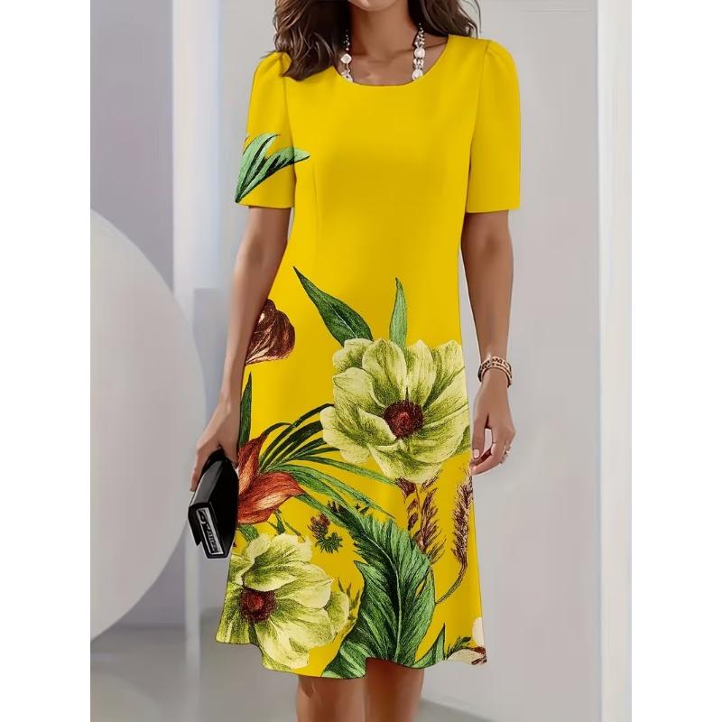 Summer Women's Short Sleeve Dress Plus Size Women's Loose Short Dress Casual 3d Printed Fashion Party Dresses Top