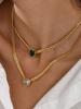 1 Piece Stainless Steel Snake Bone Chain Water Drops Heart Zirconia Pendant Necklace for Daily Wear Gift for Mother and Friends