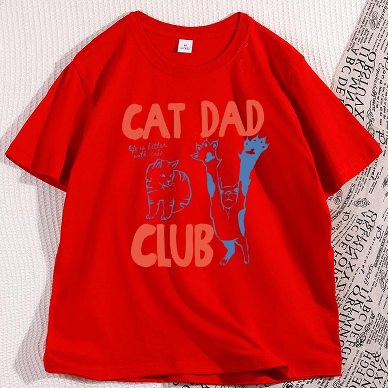 

Cat Dad TShirt Funny Men Casual Cat Dad Club Tshirt Funny Cat Lover Pet Parent T Shirt Loose Cretive Printed Short Sleeve Tees S