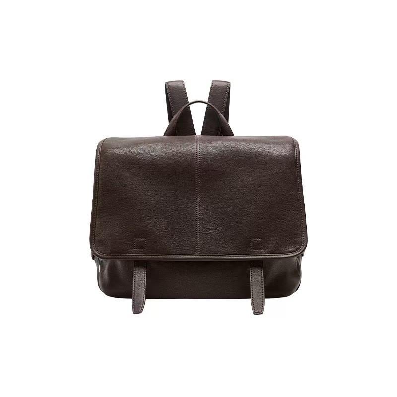 Womens Genuine Leather Messenger Backpack Large Capacity Commuter Bag Urban Minimalist Style