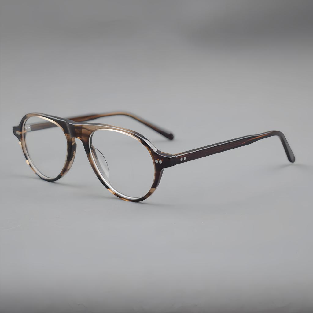 Vintage Men's Pilot Glasses Acetate Frame Korean Style Fashionable Clear Black Frame Luxury Design High-end Fake Glsses Women
