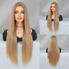 Women’s Extra Long Straight Blonde Wig Middle Part Nordic Ombre Color European and American Style Synthetic Full Wig