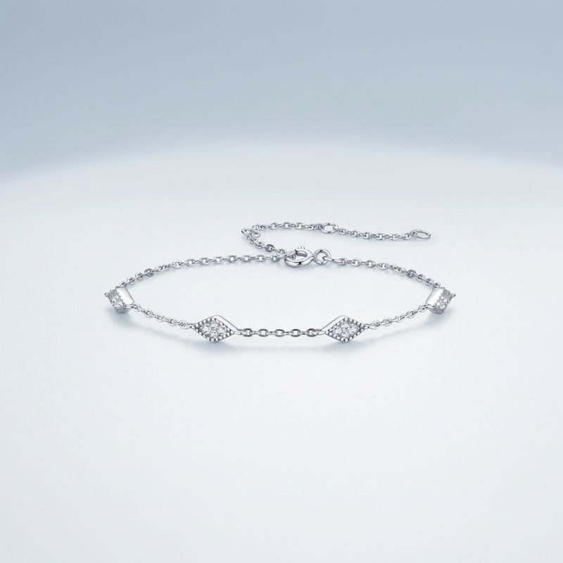 925 Sterling Silver Moissanite Bracelet for Women Dainty Pave Setting Fashion Jewelry Moissanite Bracelet 18cm