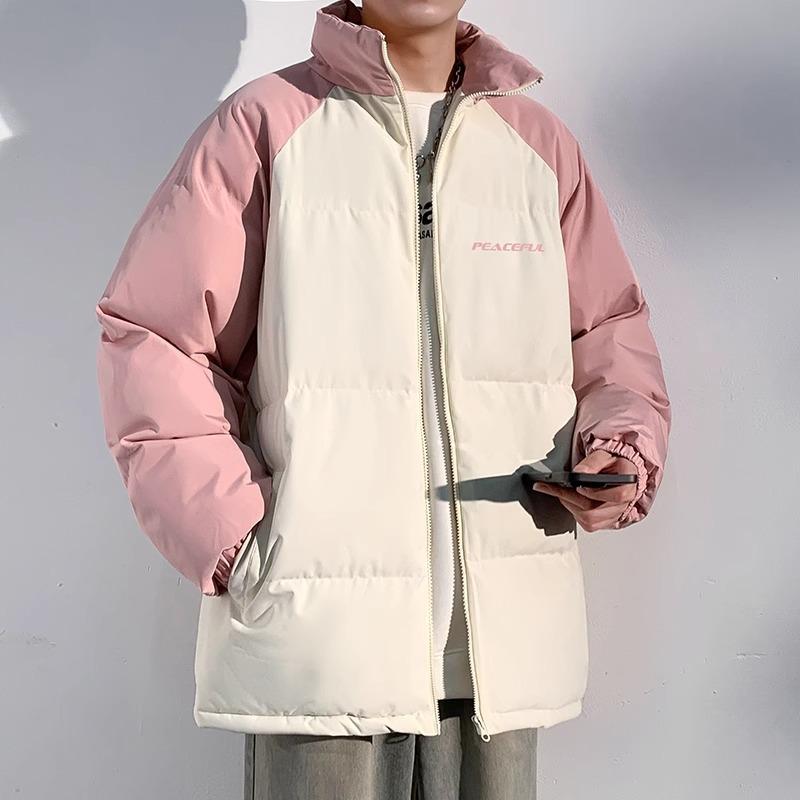 Striped Thickened Down Cotton-padded Jacket for Men's Winter New Winter Trendy Brand Jacket Warm Bread Cotton-padded Jacket