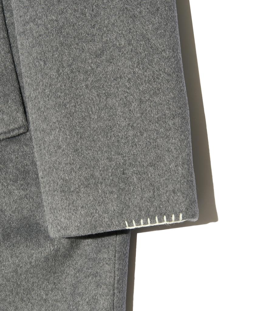 Peace Maker Hand Stitch Hoodie Maxi Wool Coat (Grey)