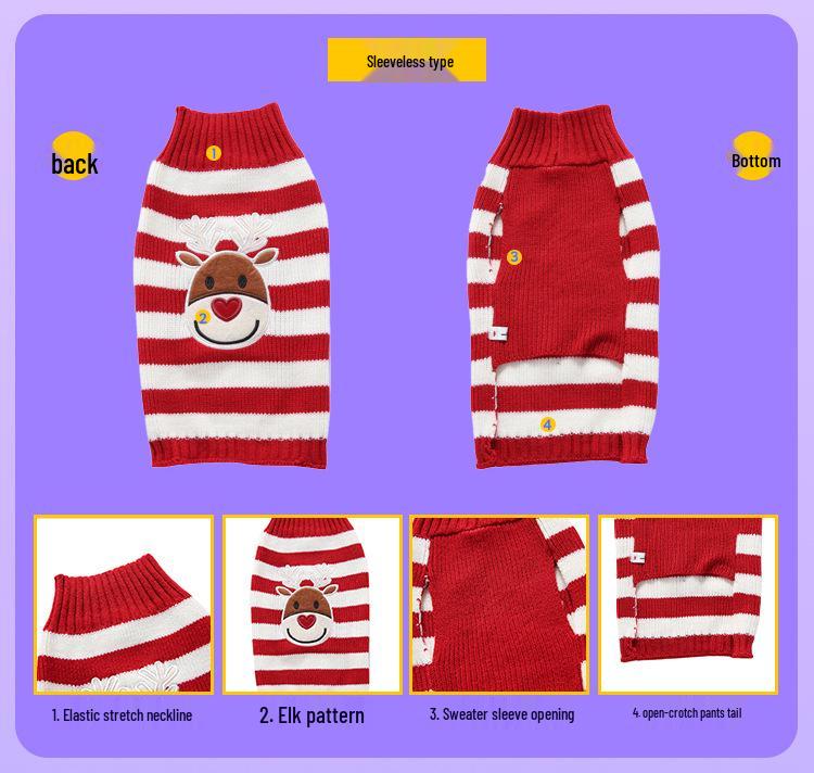 Autumn/Winter High Neck Christmas Dog Sweater - Warm Knitwear for Pets