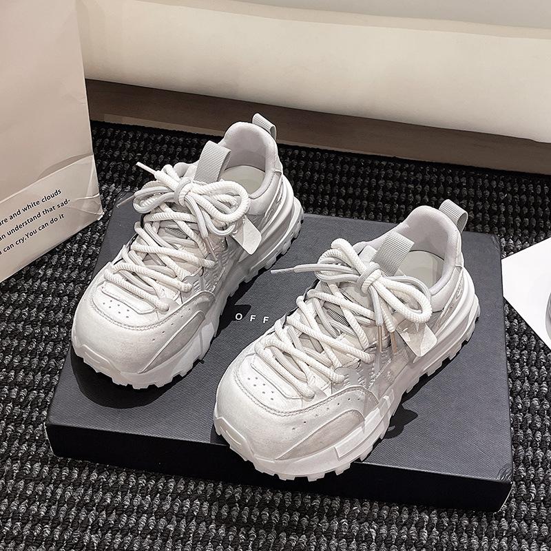 

Thick-soled versatile muffin color matching sports shoes women s autumn 2025 new versatile lightweight casual sports dad shoes 40 серый