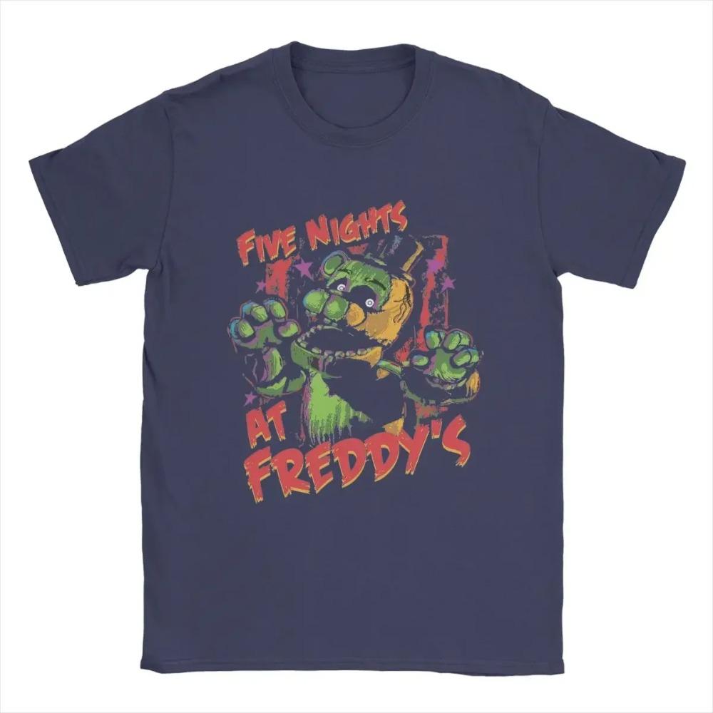 Мужская футболка Five Nights At Freddys винтажная футболка с коротким рукавом и круглым вырезом из чистого хлопка одежда больших размеров XXXL темно-синий 1090₽