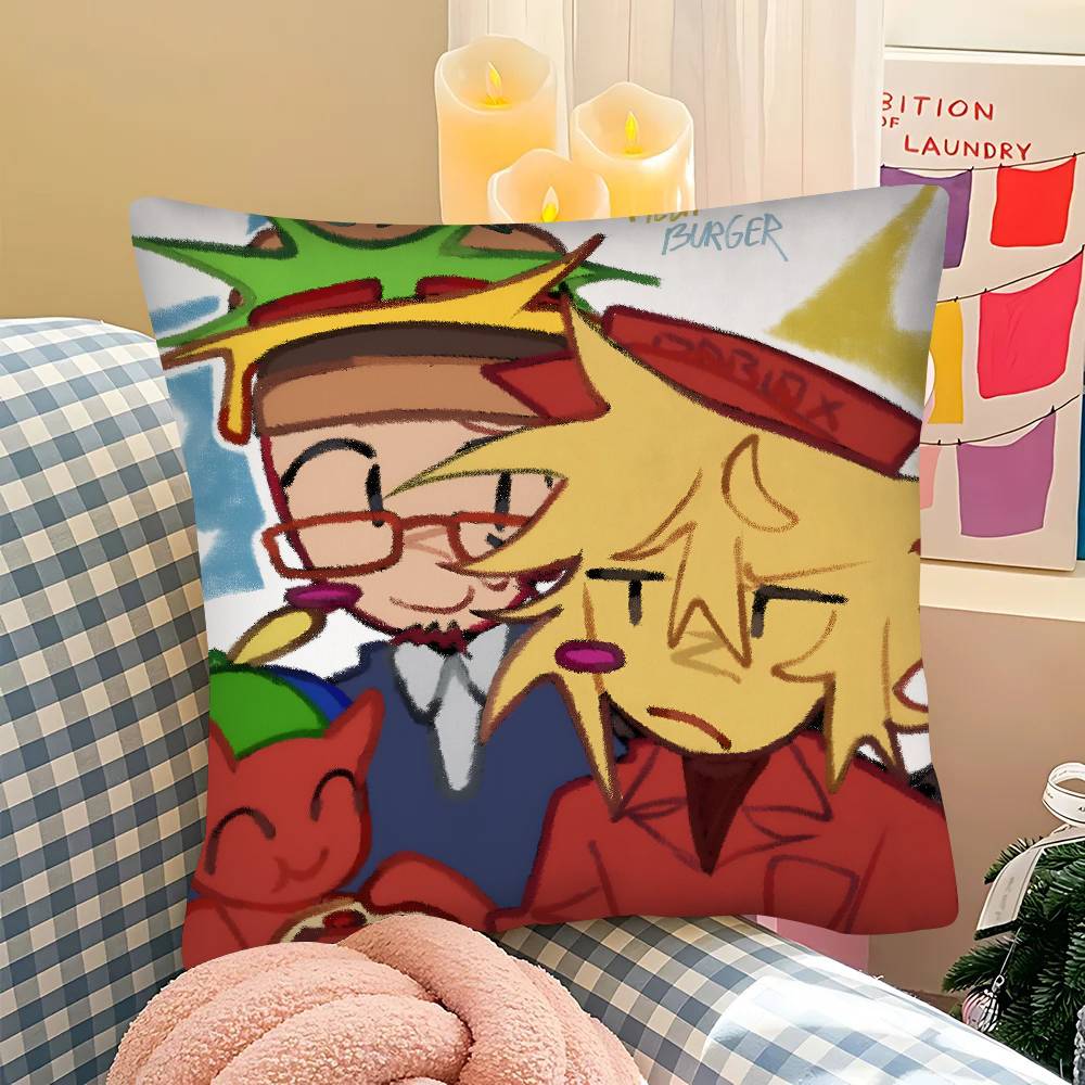 Pc EElliot Anime Pizza Pillow Case Fashion Square Pillowcase Bedroom Sofa Room Ins Decoration Leisure