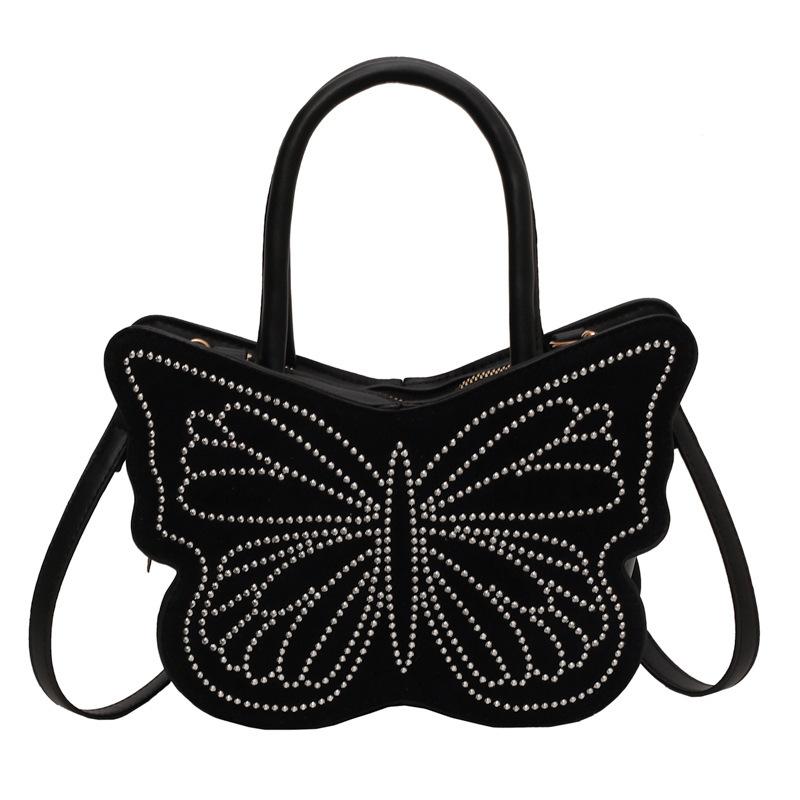 

Мультфильм Rivet Butterfly Hbag 2024 Новая модная бабочка портативная маленькая квадратная сумка большой емкости сумка через плечо чёрный