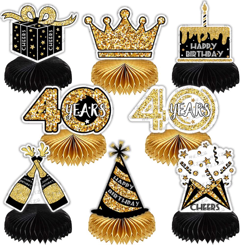 8 Pcs/set Paper Birthday Party Honeycomb Ball Decoration 18/40/50/60-year-old Desktop Gifts Decoration Photo Favor Booth Props